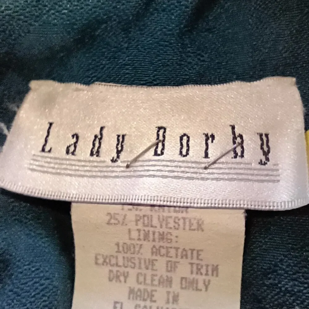 Lady Dorby Women's Vintage Formal Dress 3XL Teal Rayon Polyester Embroidered - Picture 5 of 6